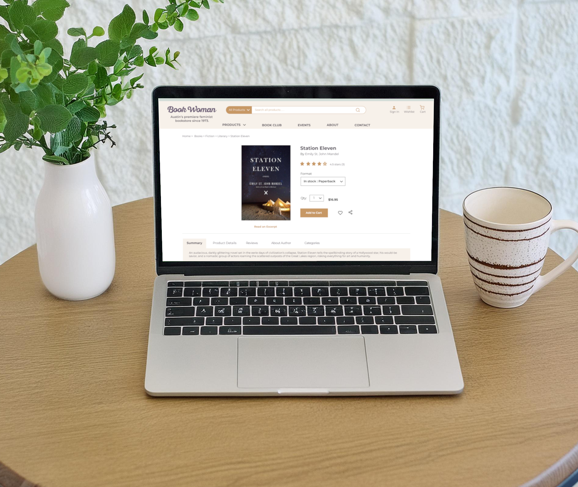 Bookwoman Website on Laptop