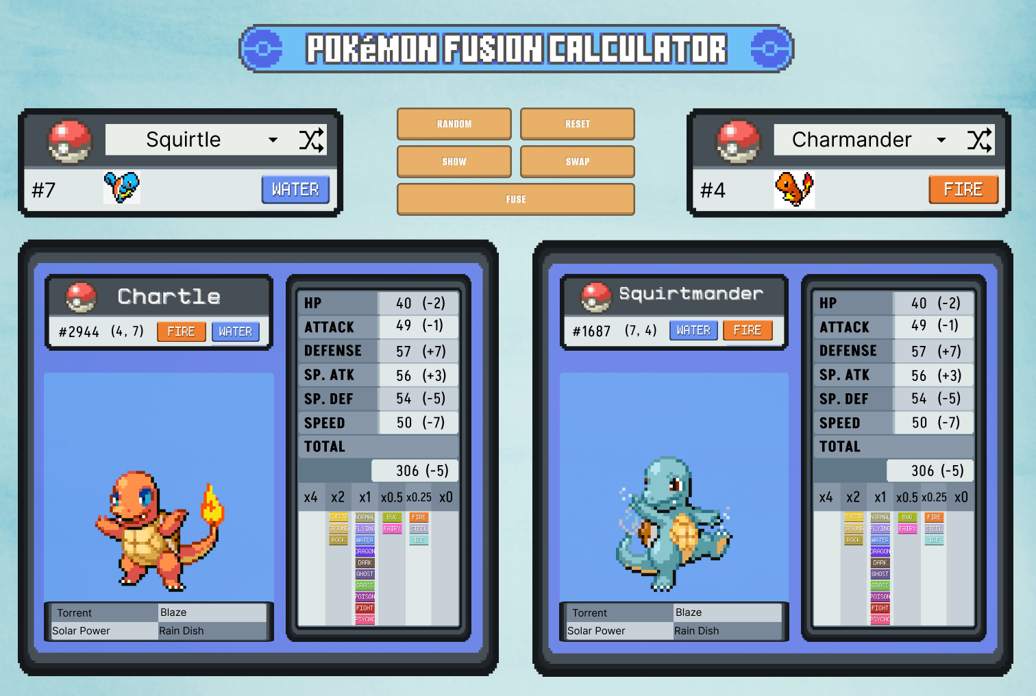 Pokemon Fusion Calculator Website Sample Image